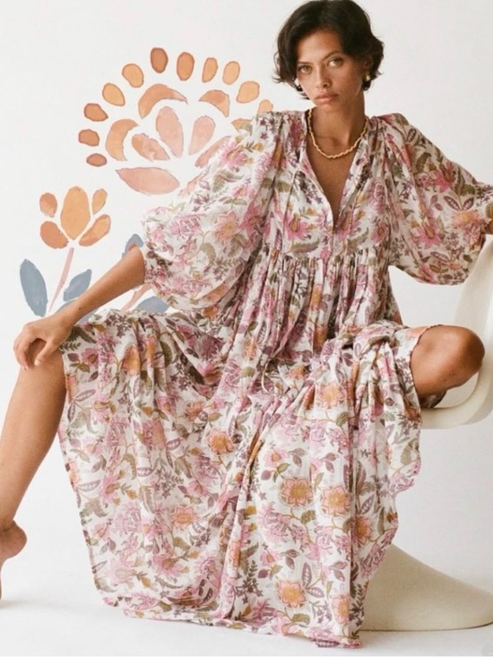 Daughters of India Dresses & Skirts - Daughters of India Kyra Midi Dress Fuschia Bloom